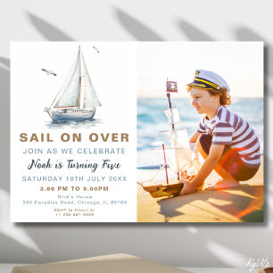 Voile sur Nautical Photo Anniversaire Invitation