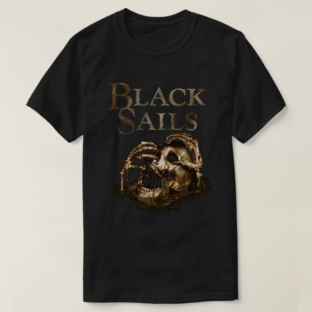 Voiles noires Golden Skull Logo Essential T-Shirt (Design devant)
