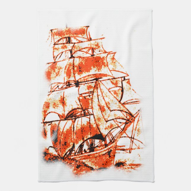Voilier American MoJo Serviette de cuisine (Vertical)