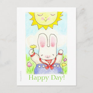 voilier bunny Joyeux Jour ! carte postale