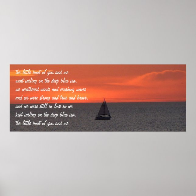 Voilier En Mer Au Coucher Du Soleil Poster (Devant)