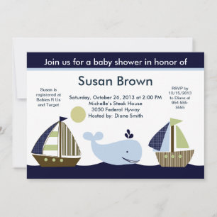 Voilier / Invitation Baby shower baleine