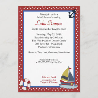 Voilier Nautique 5x7 Fête des mariées Invitation