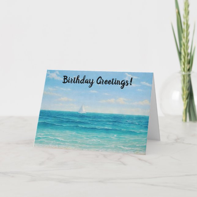 Voilier Ocean Sea Art Carte Anniversaire (Devant)