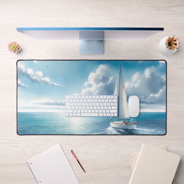 Voilier Solitaire à l'Horizon Bleu (Bureau 1)