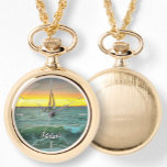 Voilier sur Banderas Bay 0884 Montre Collier<br><div class="desc">Tableau Collection "Sailboat on Banderas Bay 0884" Personnalisez la page produit ou cliquez sur le bouton "Personnaliser" pour obtenir plus d'options de conception. Conçu à partir de mon tableau "Voilier sur Banderas Bay 0884" capturant un voilier sur Banderas Bay à Puerto Vallarta, Mexique. Les produits correspondants sont disponibles dans cette...</div>