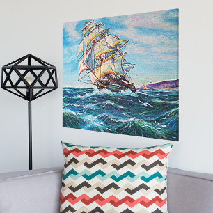 Voilier sur toile de peinture artistique eaux agit
