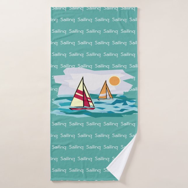 Voiliers Bateaux Carrelage Texte Design Ensemble d (Serviette de bain)