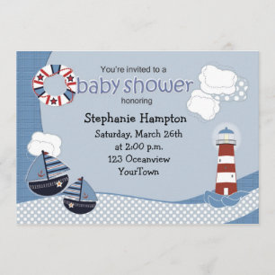Voiliers et invitation de baby shower de phare