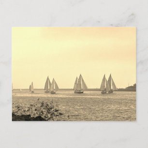 Voiliers sur une carte postale sépia