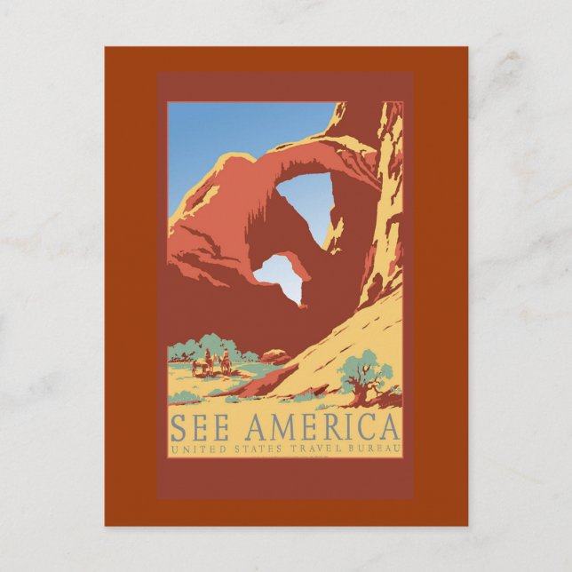 Voir America Vintage voyage Poster sur cartes (Devant)