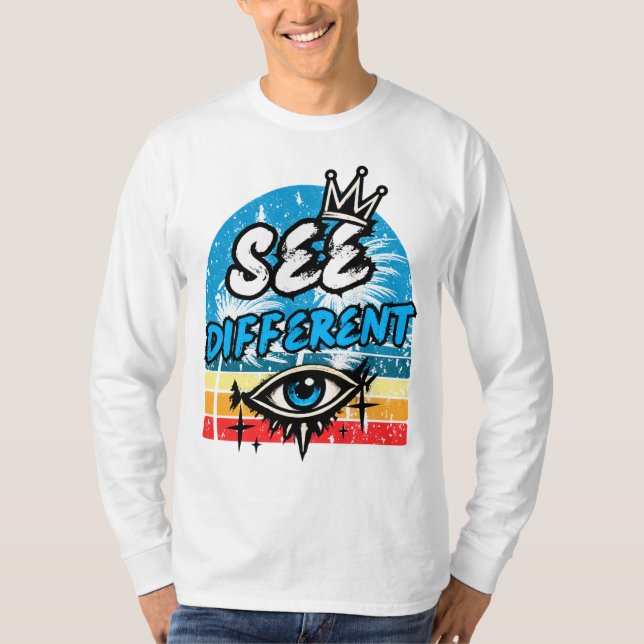 Voir Différent Retro T-Shirt à Manches Longues (Devant)