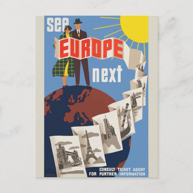 Voir Europe Next Vintage voyage Carte postale (Devant)
