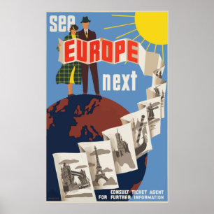Voir Europe Prochain Vintage voyage Poster