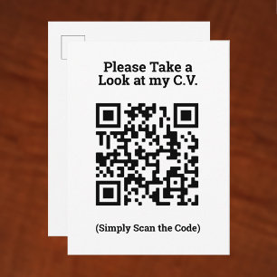 Voir mon C.V. par code QR sur une carte postale