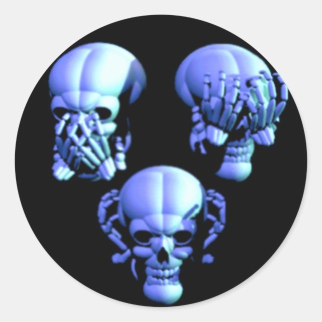 Voir Non, Écoutez Non, Ne Parlez Pas Stickers Crân (Devant)