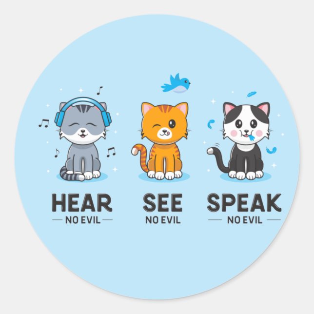 Voir Parler Pas De Chats Mauvais / Stickers (Devant)