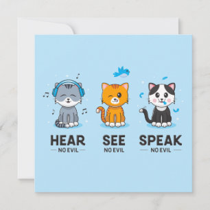Voir Speak No Evil Cats Card (5.25x5.25)