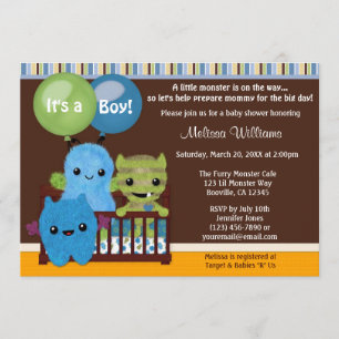 Voir un Boo MONSTERS Baby shower invitation garçon
