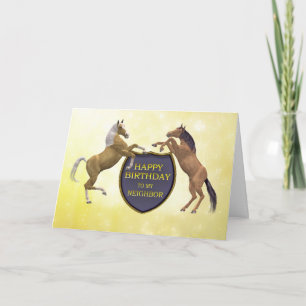 Voisin, une carte d'anniversaire avec des chevaux