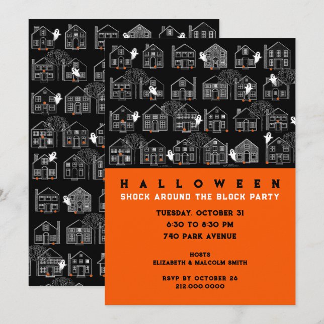 Voisinage Halloween Party Invitation (Devant / Derrière)