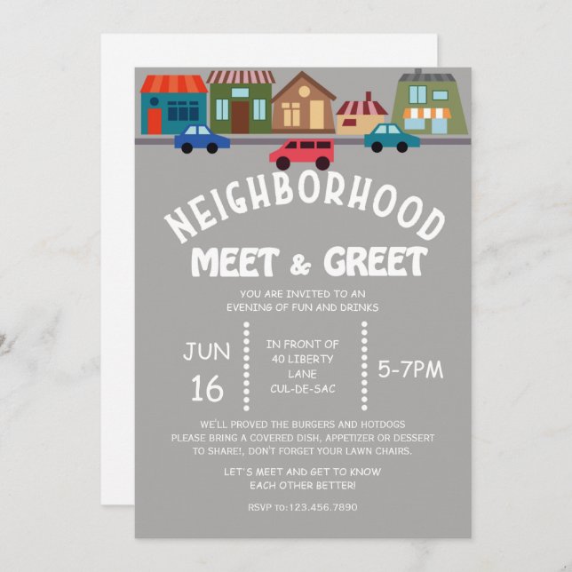 Voisinage Meet Greet Invitation (Devant / Derrière)
