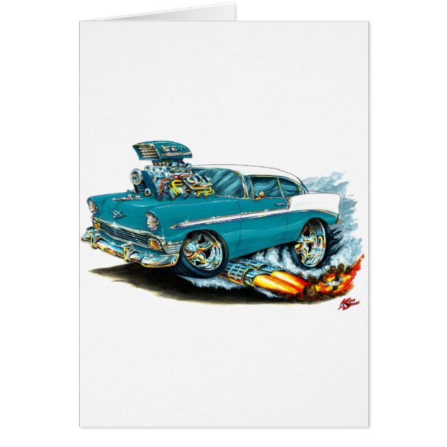 Voiture 1956 turquoise de Chevy 150-210 (Devant)