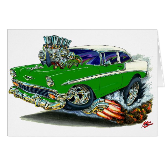 Voiture 1956 verte de Chevy Belair (Devant horizontal)