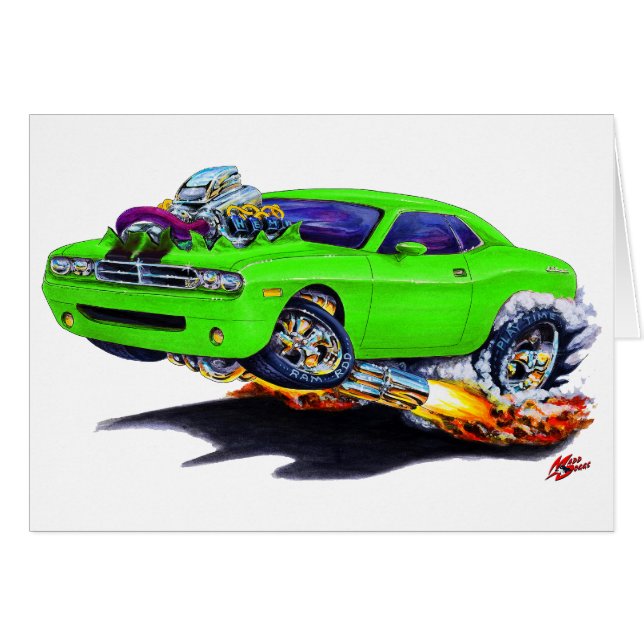 Voiture 2008-10 verte de challengeur (Devant horizontal)