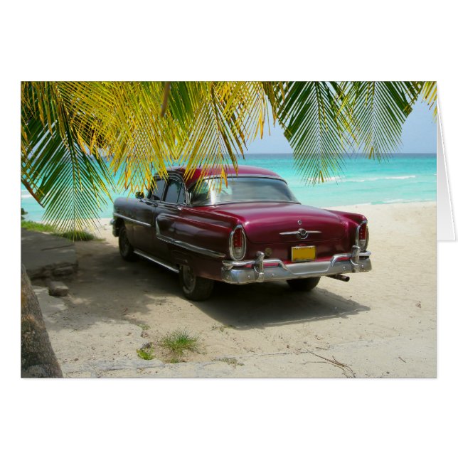 Voiture antique sur la plage de Cuba (Devant horizontal)