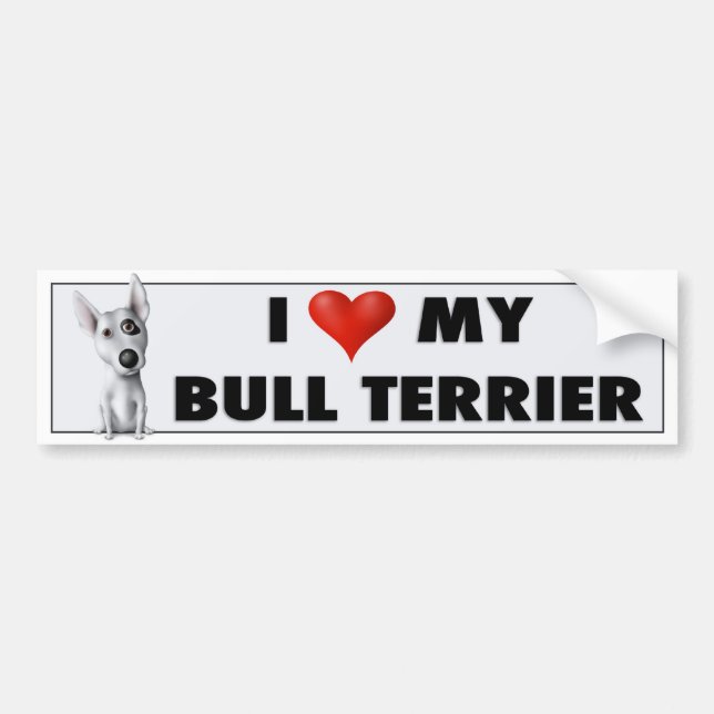 Voiture Autocollant BULLT1 d'amour de bull-terrier (Devant)