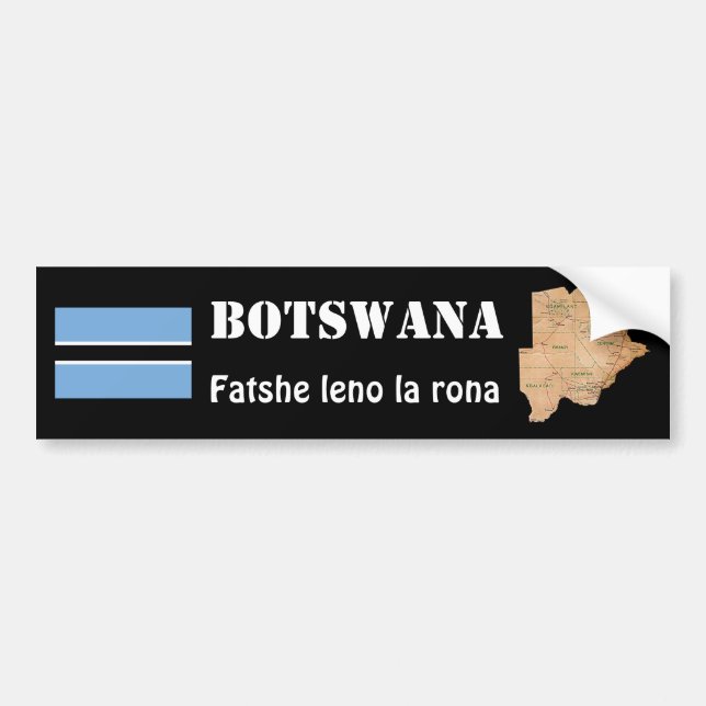 Voiture Autocollant de Botswana Drapeau + Carte (Devant)