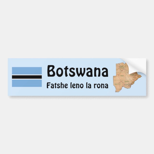 Voiture Autocollant de Botswana Drapeau + Carte (Devant)