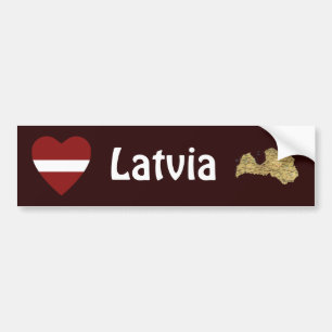 Voiture Autocollant de choc Latvian Drapeau Cœur + Carte