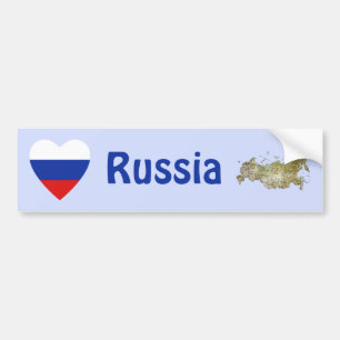 Voiture Autocollant de choc Russie Drapeau Cœur + Carte