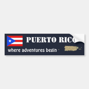 Voiture Autocollant de drapeau + carte de Porto Rico