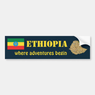 Voiture Autocollant de drapeau + carte d'Éthiopie