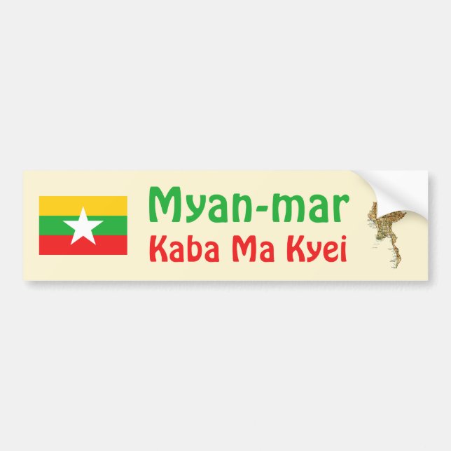 Voiture Autocollant de drapeau + carte du Myanmar (Devant)