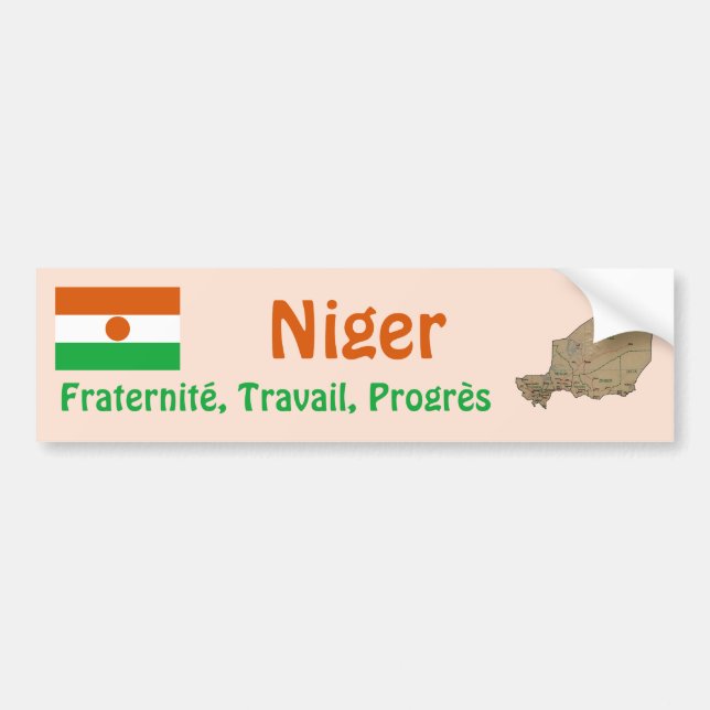 Voiture Autocollant de drapeau + carte du Niger (Devant)