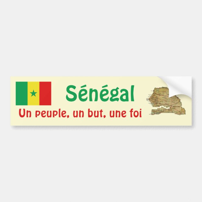 Voiture Autocollant de drapeau + carte du Sénégal (Devant)
