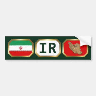 Voiture Autocollant de drapeau de carte de code d'Iran