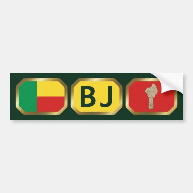 Voiture Autocollant de drapeau de carte de code du Bénin (Devant)