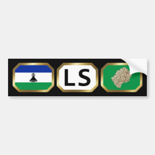 Voiture Autocollant de drapeau de carte du Lesotho Code B
