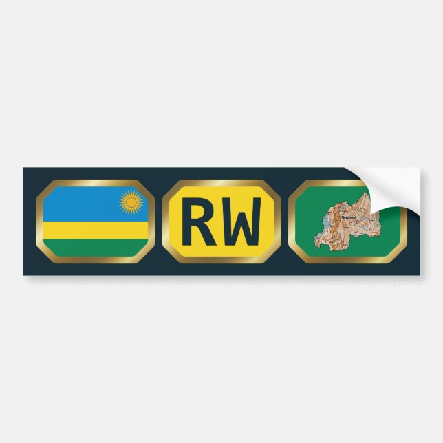 Voiture Autocollant de drapeau de carte du Rwanda (Devant)