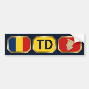 Voiture Autocollant de drapeau de carte du Tchad