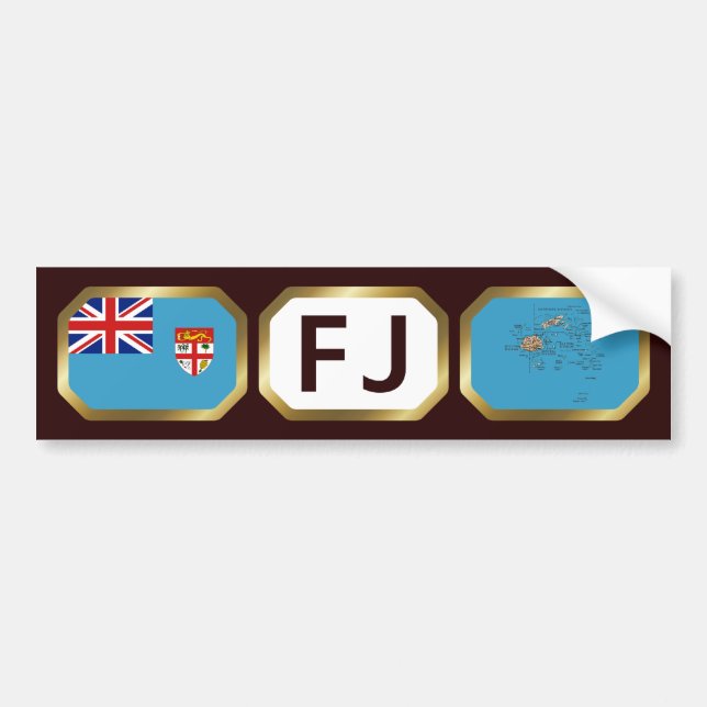 Voiture Autocollant de drapeau de Fidji carte code (Devant)