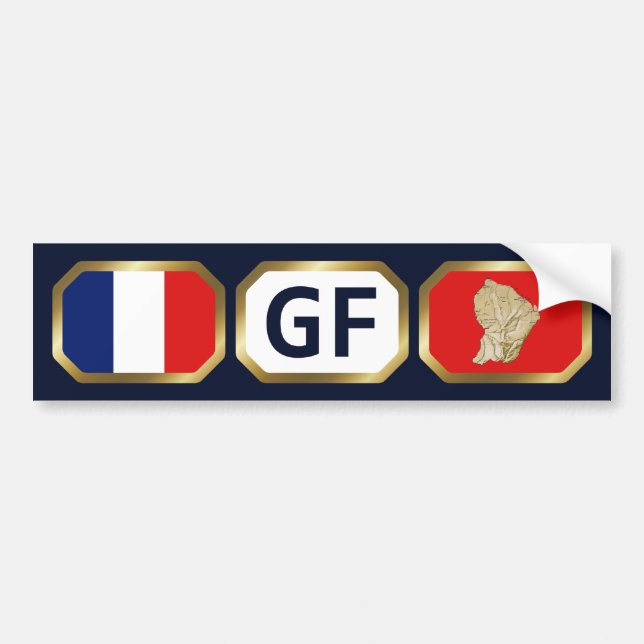 Voiture Autocollant de drapeau de Guyane avec carte et cod (Devant)