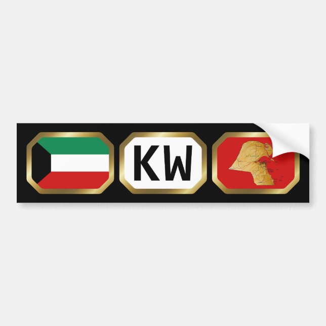 Voiture Autocollant de drapeau de Koweït carte code (Devant)