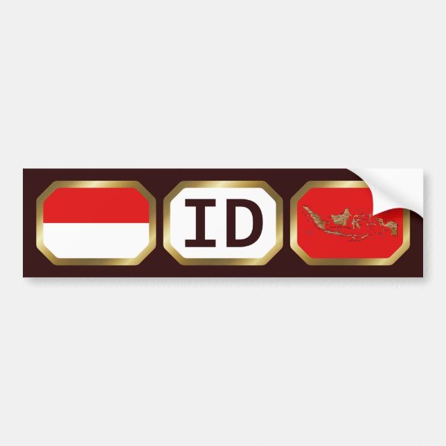 Voiture Autocollant de drapeau de l'Indonésie carte code (Devant)