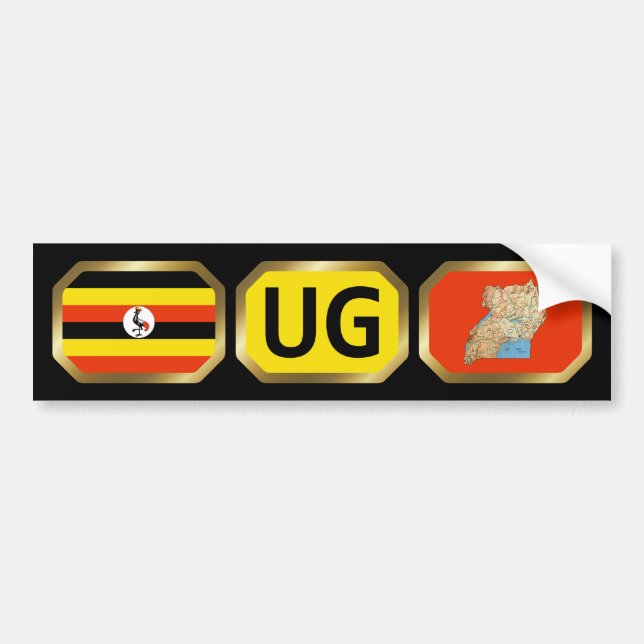 Voiture Autocollant de drapeau de l'Ouganda carte code (Devant)